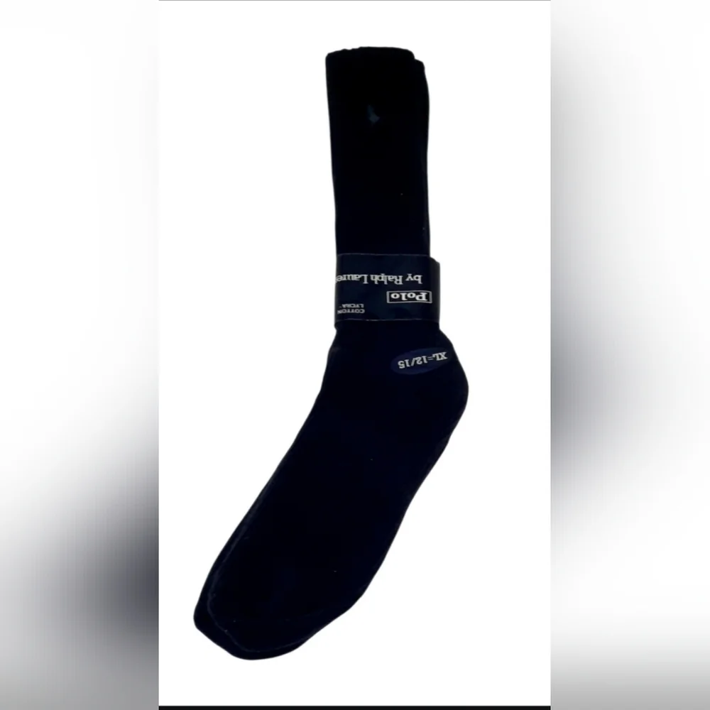 Mens Polo Ralph Lauren Ribbed Crew Socks. Black Size XL
